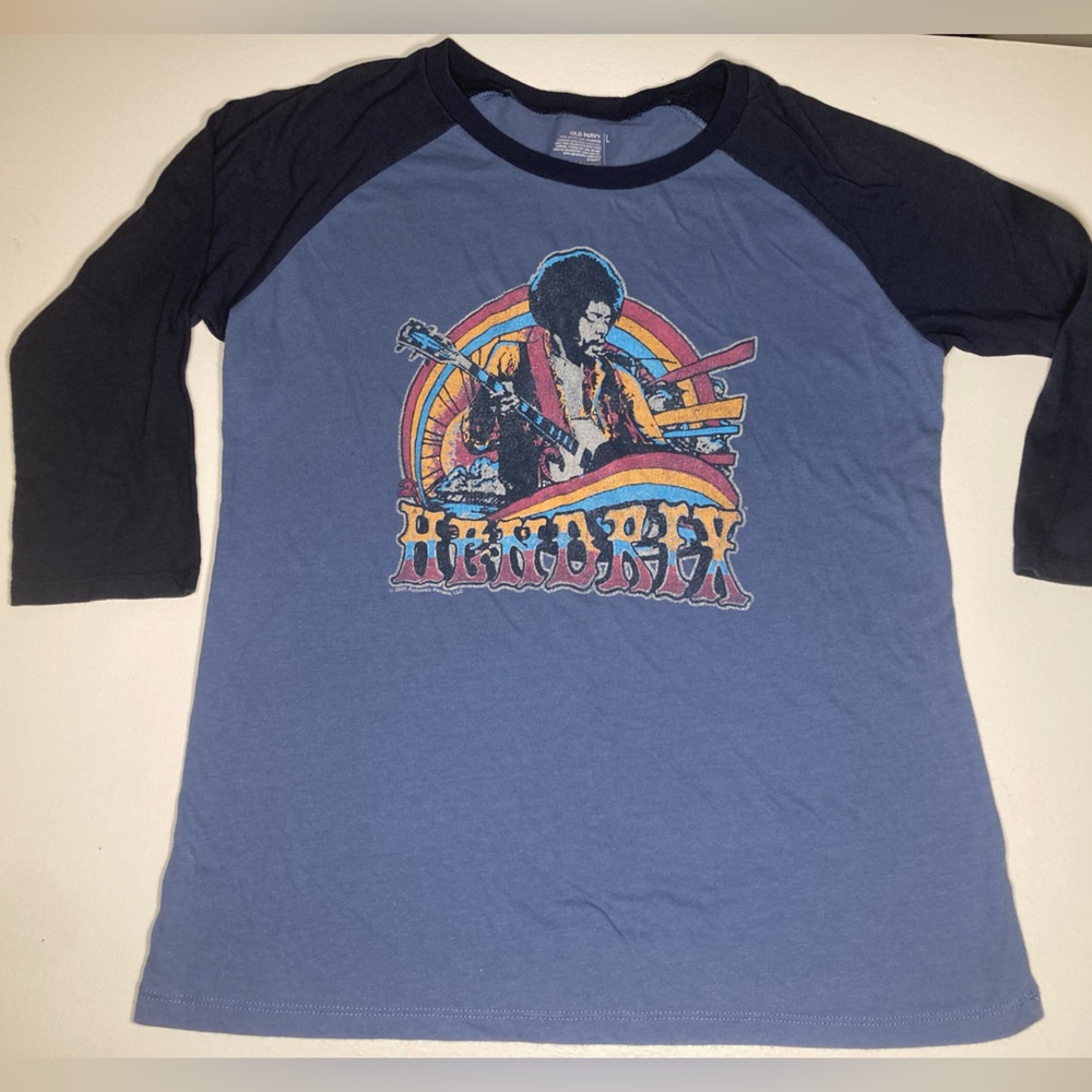 OLD NAVY JIMI HENDRIX BASEBALL 3/4 SLEEVE TEE EXCELLENT CONDITION SIZE L